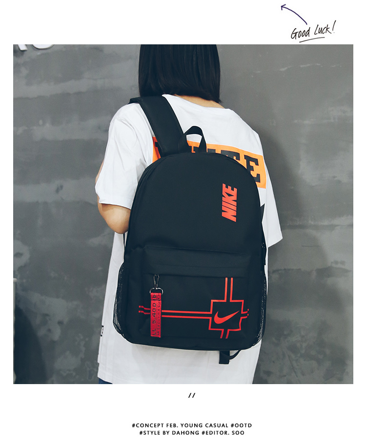 Black Reddish Orange Nike Zipper Backpack